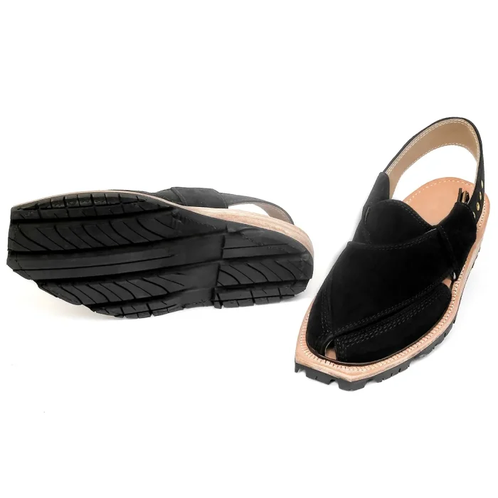 Handmade Black Suede Leather Norozi Chappal - Image 2