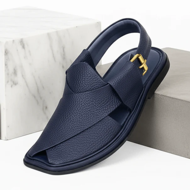 Handmade Peshawar Zalmi Chappal Blue Doted